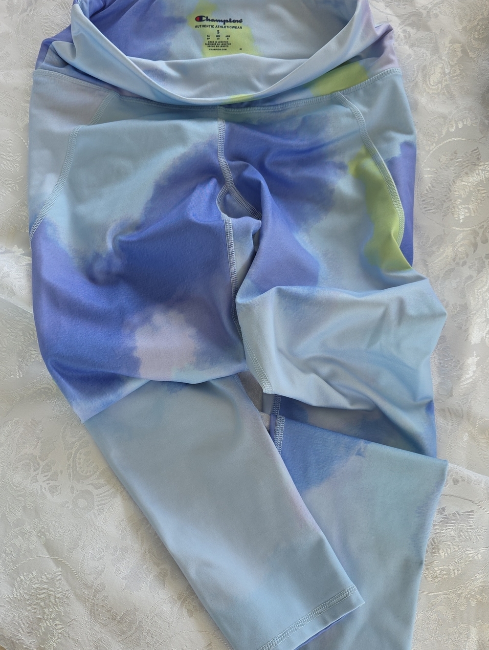 Champion Pastel Tie-Dye Leggings in Blue, Lavender & Lime